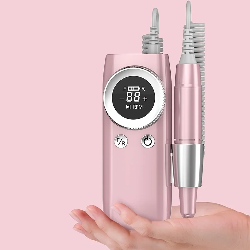 Professional Rechargeable 45000 RPM Electric Nail Drill,Portable Cordless Nail File Machine,Gel Nails Remove,Pedicure Polishing