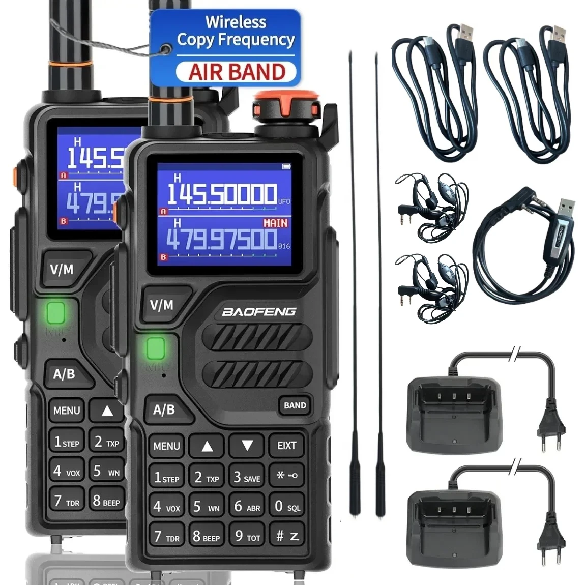 

BAOFENG UV-K5 Pro Air Band Walkie Talkie 12W Wireless Copy Frequency Type-C DTMF Long Range Ham Two Way Radio Receiver