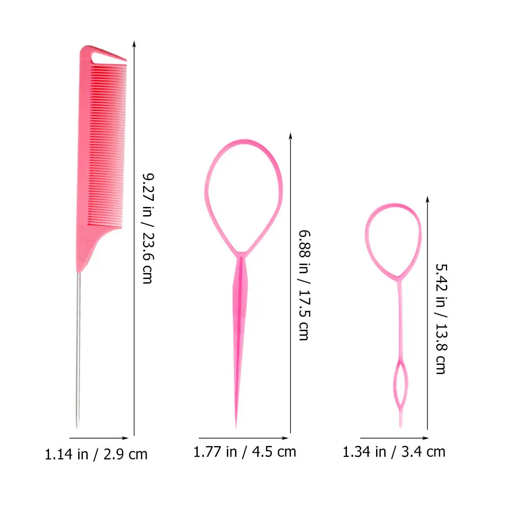 Rat Tail Comb Set for Braiding and Parting – 4-Piece Hair Styling Tools for Women