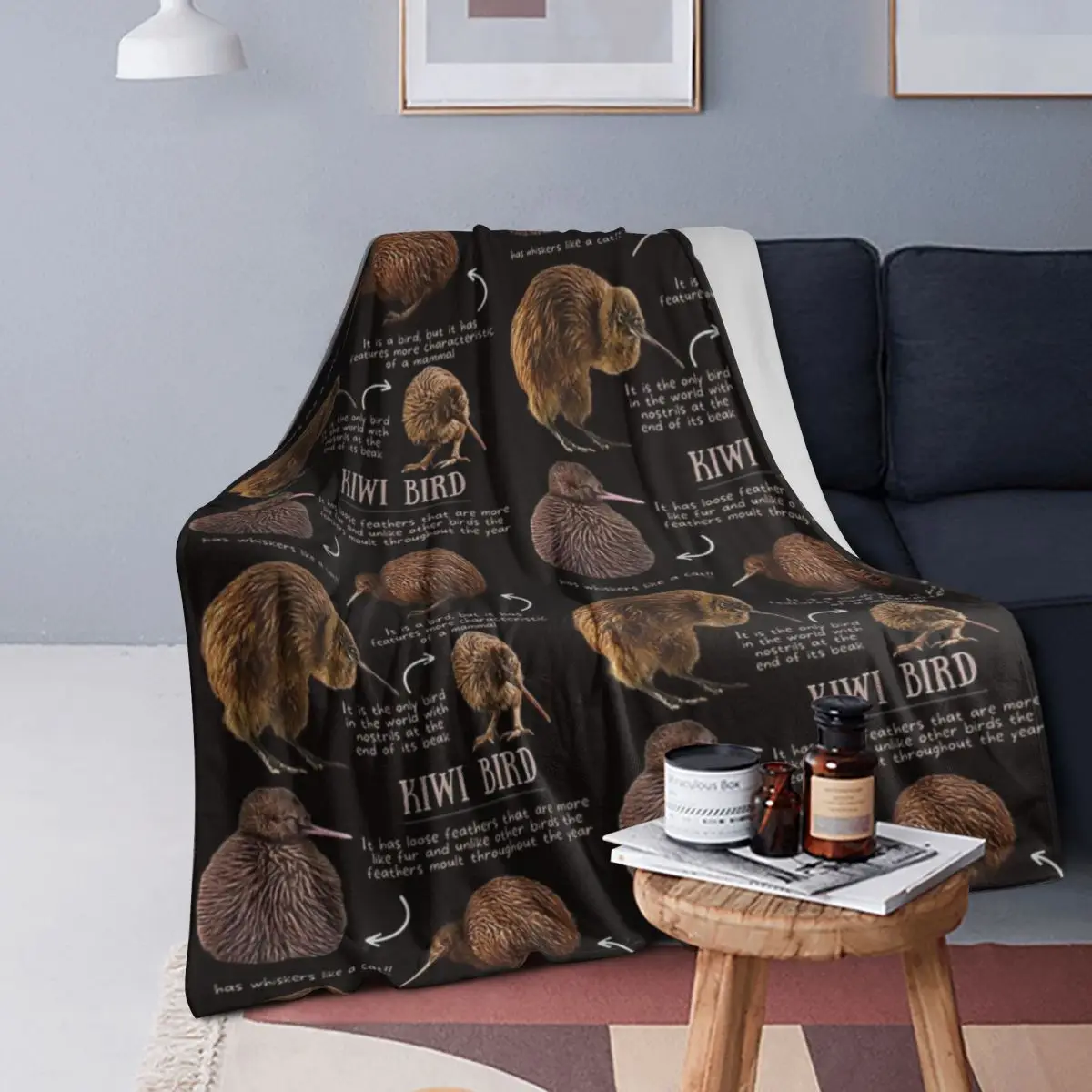 

Kiwi Bird Fun Facts Blanket Soft Warm Flannel Throw Blanket Bedspread for Bed Living room Picnic Travel Home Couch
