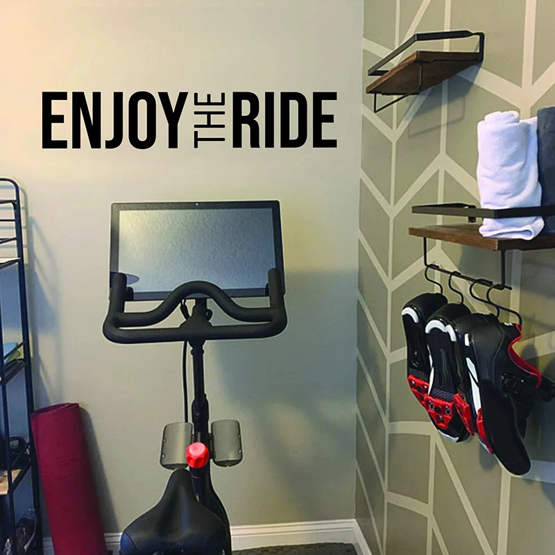 Cycling Studio Decor,  Home Gym Design Ideas, ENJOY THE RIDE gym wall decal. vinyl sticker for Home Gym E609