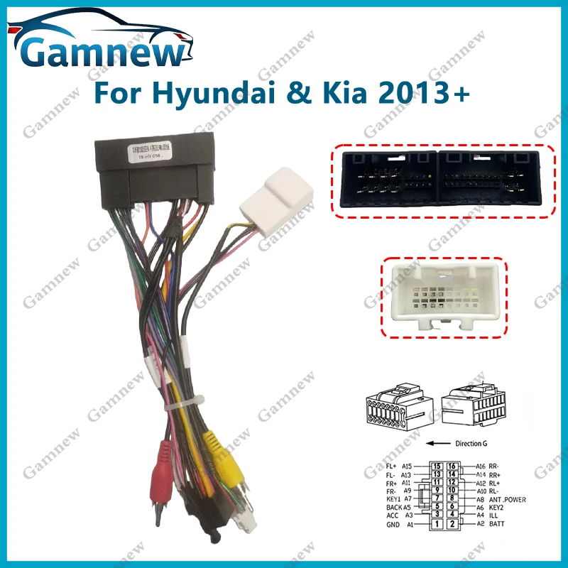 Car Radio Cable Power Wire Harness Android Unit Connector Socket for Hyundai Santa Fe KIA Ceed Cerato Sorento Soul Sportage