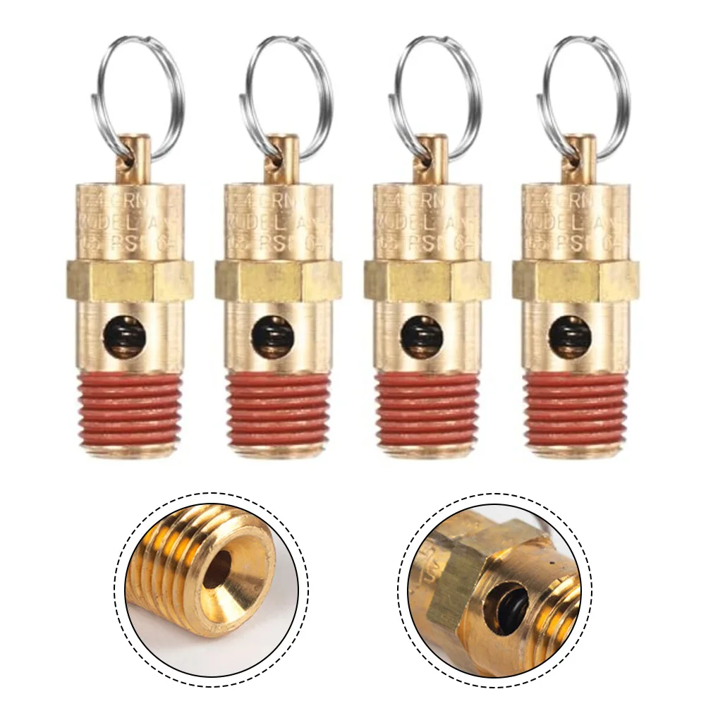 1/4 NPT Safety Relief Valve for Air Compressor with Brass Build and 4 Pack Quantity for Multiple Installations