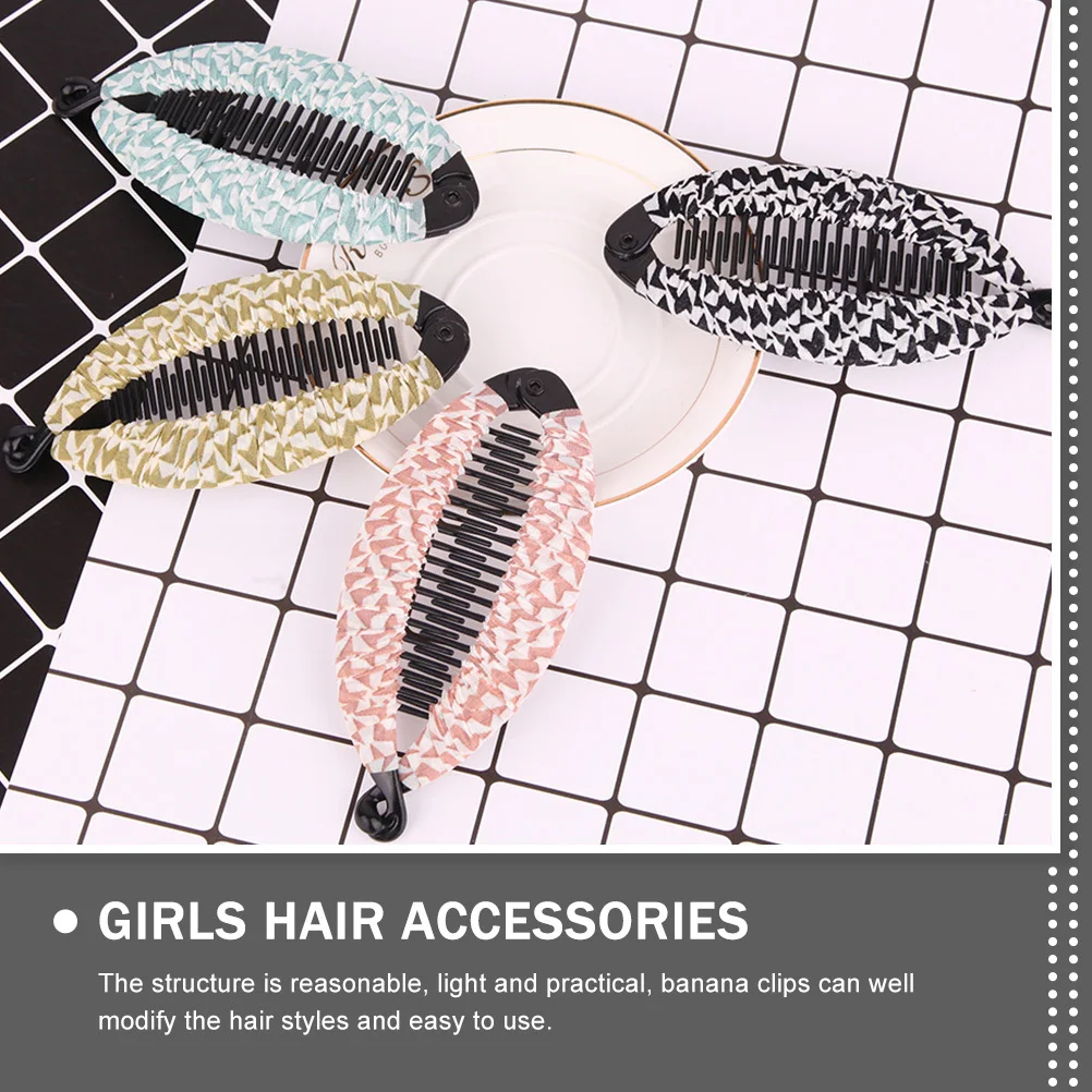 

4Pcs Banana Hair Clips Non-Slip Grip Decorative Clips for Thick Fine Curly Hair Styling Accessories Women Banana Clip