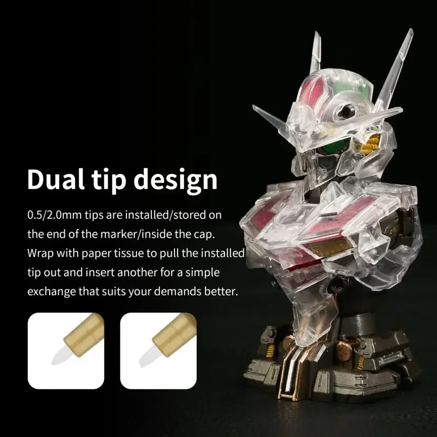 DSPIAE MKA Super Metallic Color Markers For Gundam Mecha Model Making Hobby DIY Tool 12 Colors