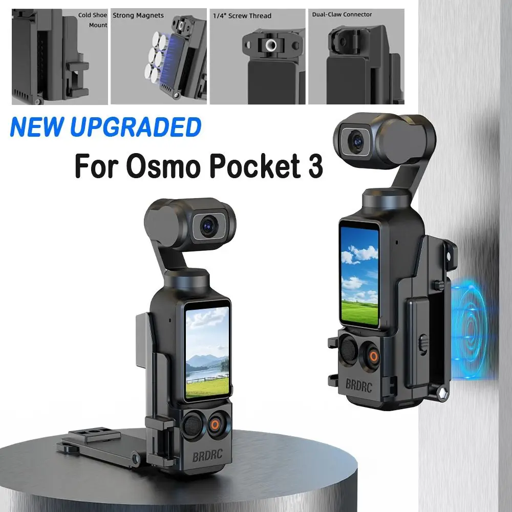 

Adjustable Magnetic Mount with Cold Shoe Mount Foldable Desktop Base Bracket Dual-Claw Connector for DJI Osmo Pocket 3