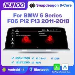 NUNOO 12.3 8+128 Android 14 Autoradio GPS Navigation Carplay For BMW 6 Series F06 F12 F13 Car Multimedia Player Touch Screen DSP