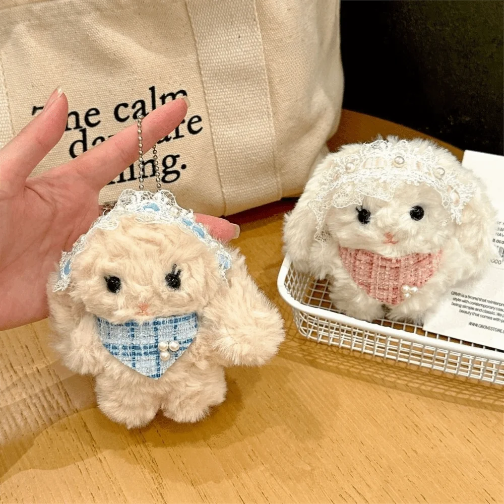 Durable Cartoon Rabbit Plush Doll Key Chain Stuffed Bowknot Plush Key Ring Lolita Rabbit Bag Pendant