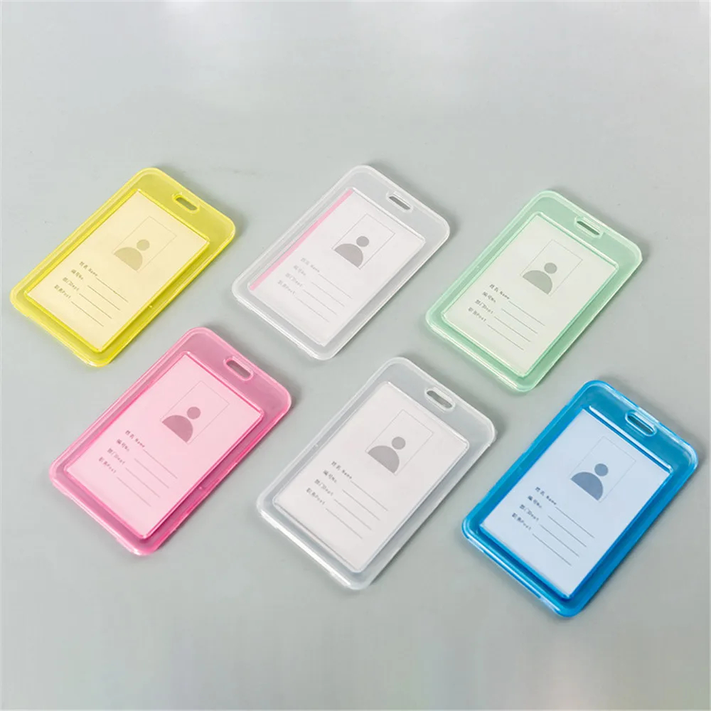 New Style 5 Color Employee ID Card Cover Plastic Work Identity Badge Business Case Credit Card Holder  School Office Supplies