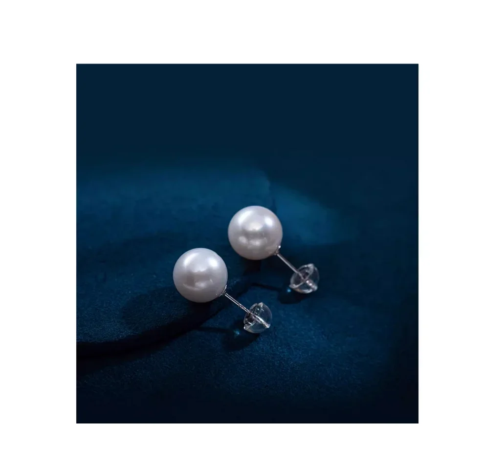 

Rare Pair of 9-10mm Genuine Natural South Sea White Pearl Earring 925 Sterling Silver Jewelry