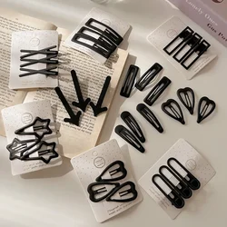Black matte star hairpin, forehead side bangs, simple hairpin, sweet cool babes, duckbill hairpin