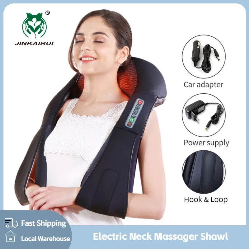 U Shape Electric Shiatsu Back Neck Shoulder Body Massager 4D Kneading Massage EU/Flat Plug Car Home Dual Use 16 Balls Relaxation