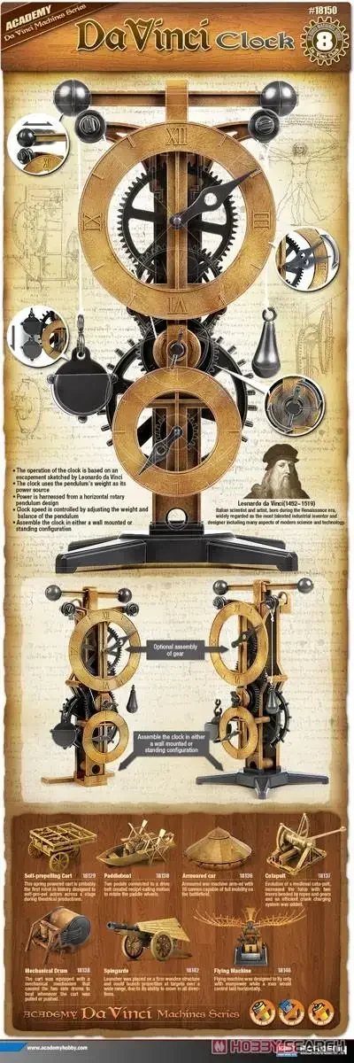 Academy 18150 Da Vinci serie científica reloj sin pegamento móvil (modelo de plástico)