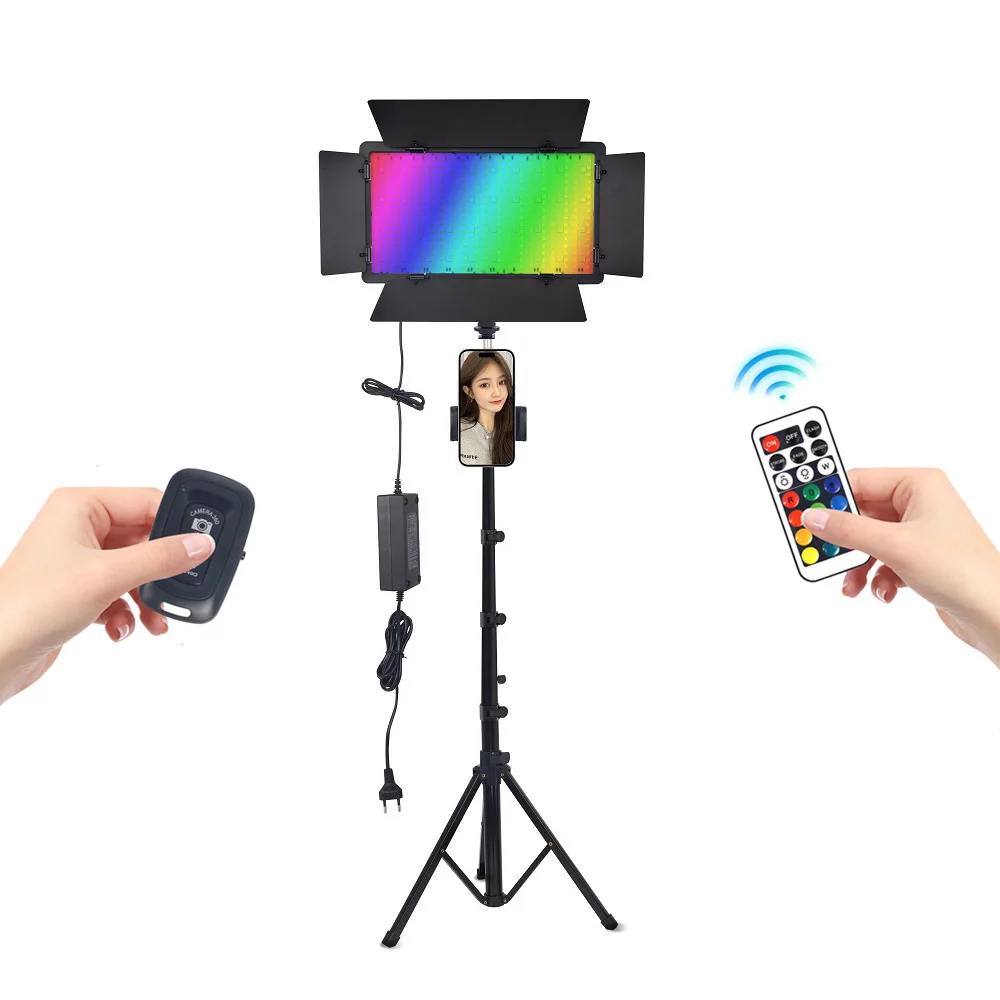 for RGB U600 40W LED Photography Shooting Video Fill Light Panel Kit 3200-5500K with Live Studio Tripod
