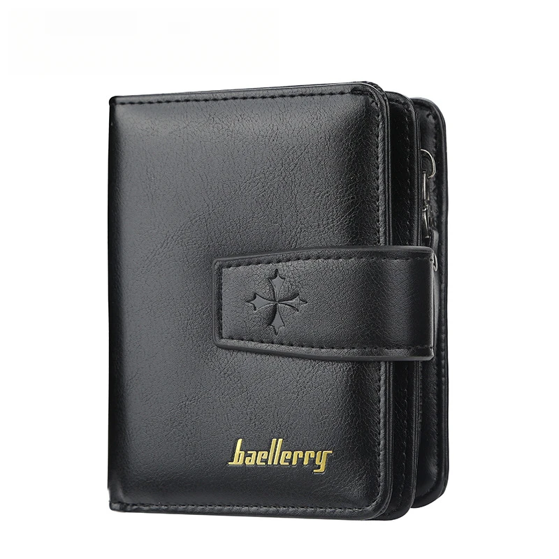 Men wallet PU leather fashion multi functional card holder men purse short zipper vertical male fold wallets