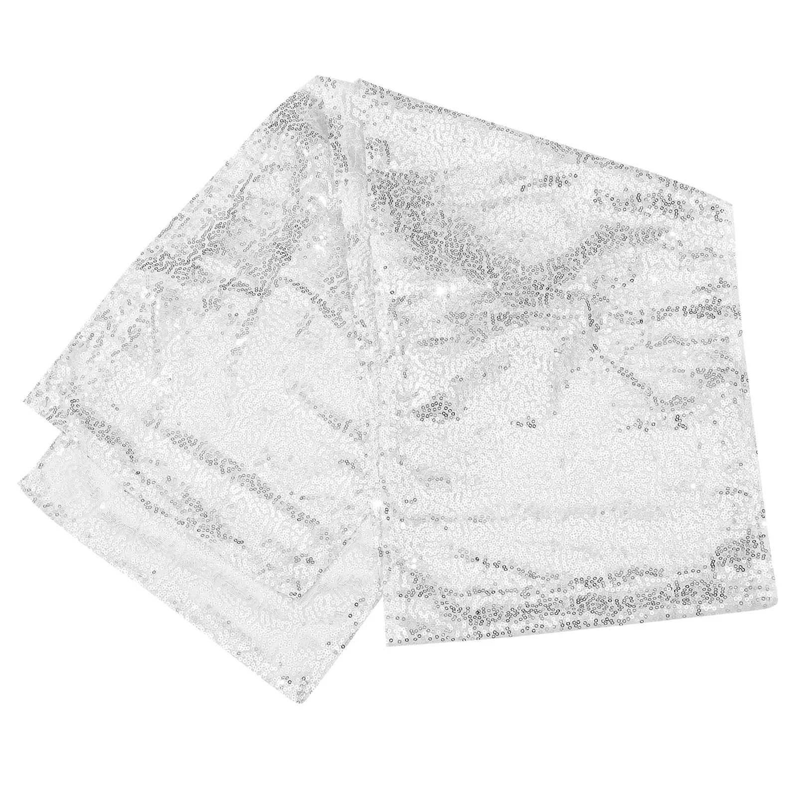 Silver Glitter Sequin Table Runner Birthday Party Disco Party Supplies Shiny Tablecloth Festive Table Decoration