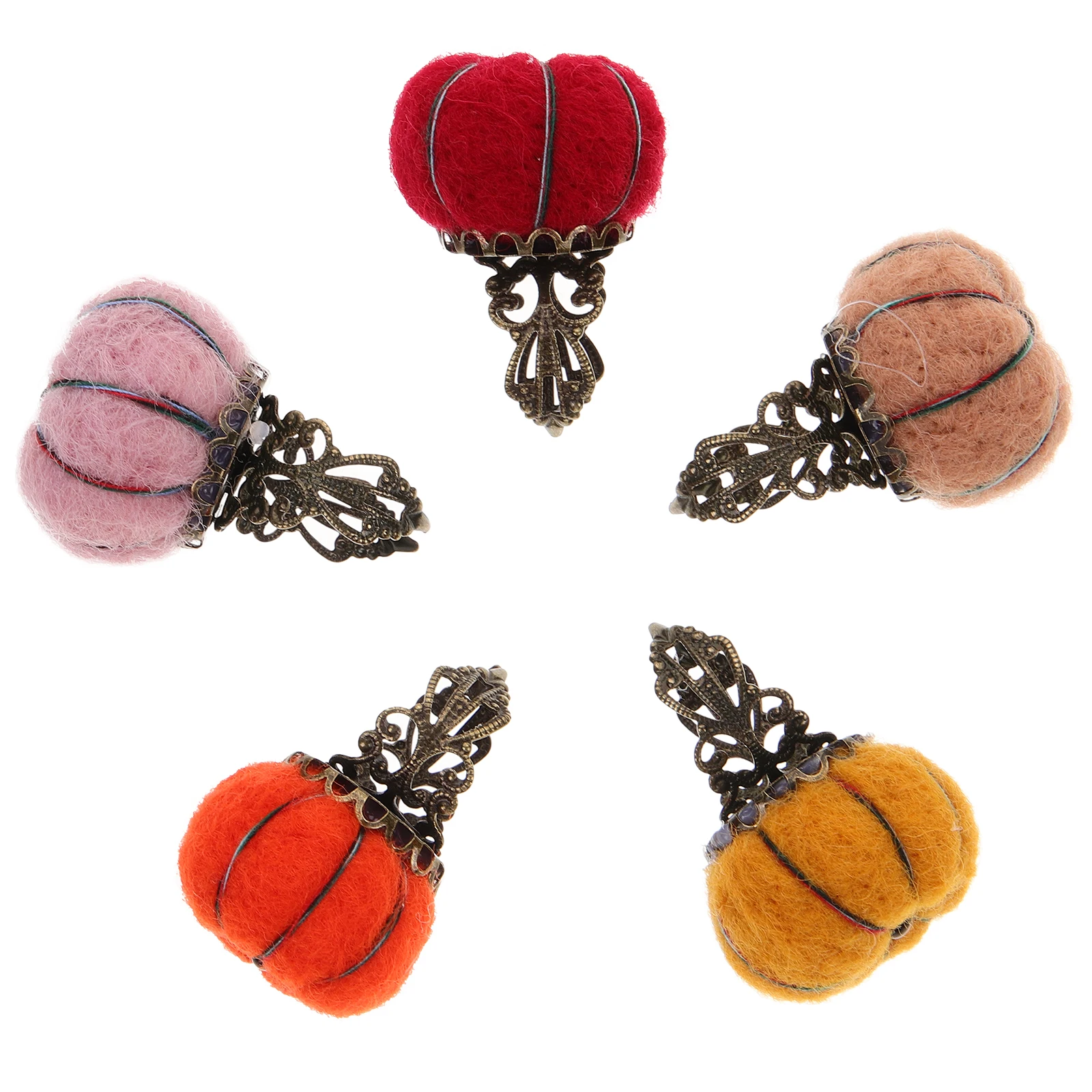 

Sewing Tool Pin Cushion for Finger Ring Compact Storage Lovely Holder Daily Use Pumpkin Shape Collectors