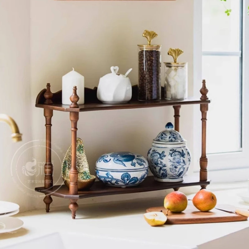 Retro Roman Column Wall Shelf – Solid Wood Partition Bookshelf, Multi-layer Storage Holder, Decorative Display Rack, Wall.