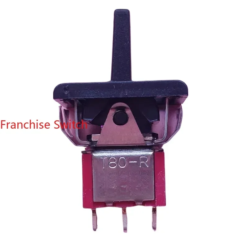 10PCS button switch T80-R tripod three-speed bilateral reset, black flat handle