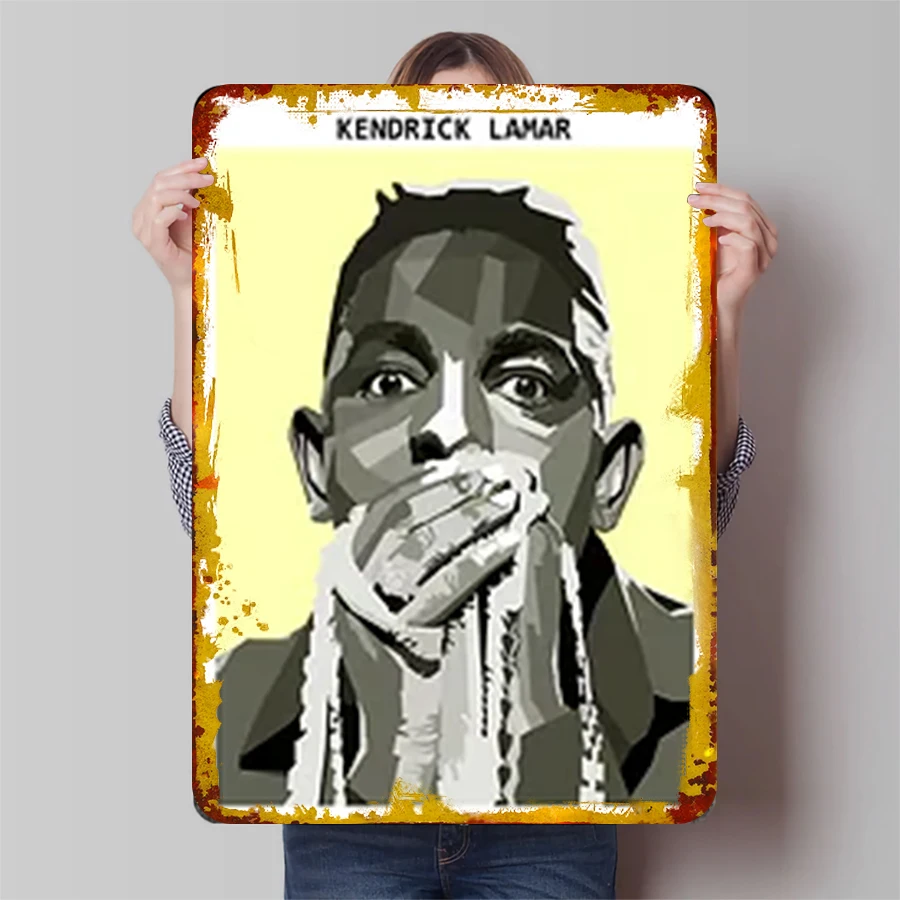 Kendrick Lamar Portrait Metal Wall Art Decor Modern Music Star Poster for Home Room Decoration