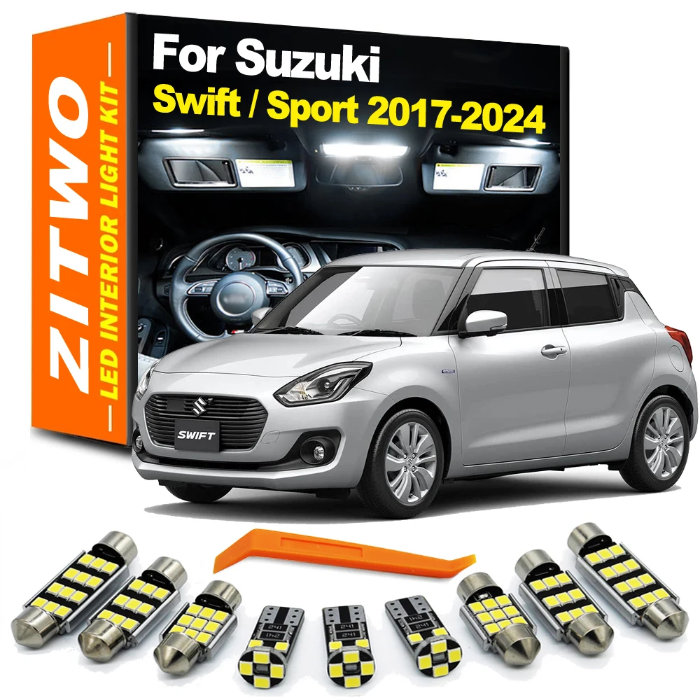 9Pcs LED Interior Dome Reading Light License Plate Bulb Kit For Suzuki Swift 2017 2018 2019 2020 2021 2022 2023 2024 2025 2026