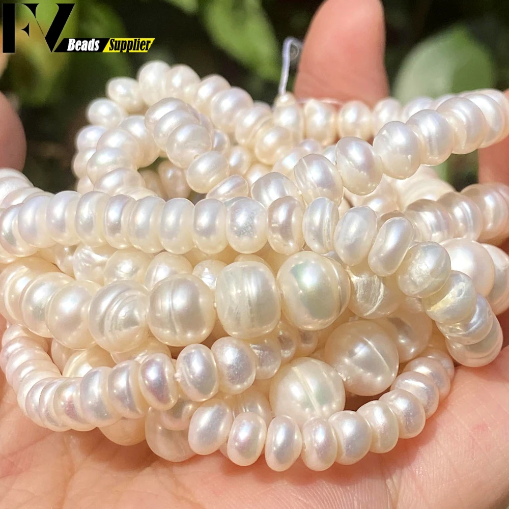 Natural Freshwater Pearl Beads High Quality Flat Round Real Pearls Beads For Jewelry Making DIY Women Bracelet Necklace Earrings