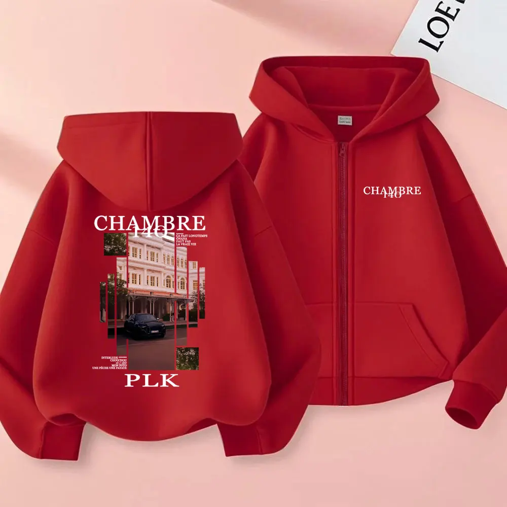 مغني الراب PLK Chambre 140 ألبوم الجرافيك قلنسوة بسحاب الرجال النساء الهيب هوب موضة موسيقى البوب زمم سترة معطف الذكور المتضخم هوديس