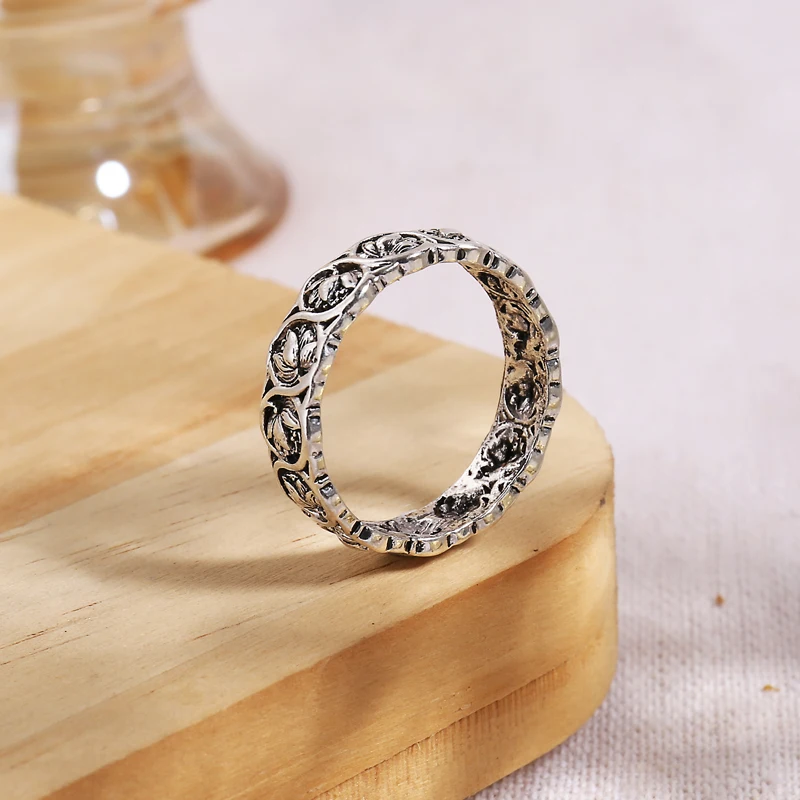 Vintage Lotus Flower Rings For Women Boho Style Finger Ring Bride Wedding Engagement Statement Jewelry Gifts