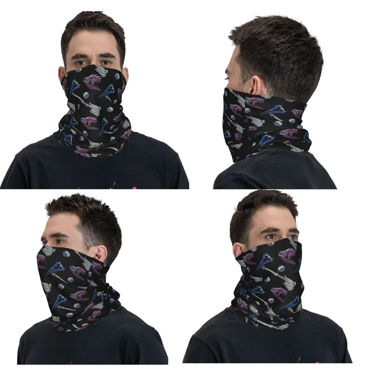 Halo Weapon Pattern (negro) Bandana para hombre y adulto, pasamontañas multifunción con cubierta para el cuello, bufanda para senderismo y pesca, a prueba de viento