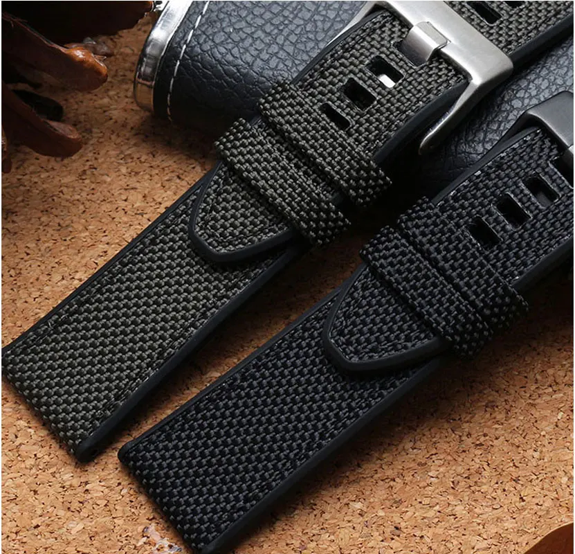 24 26 28mm For DIESEL DZ4318 Dz4500 Dz4506 DZ7420 Canvas Silicone Watch Strap Men\'s Officer Series Accessories Nylon Watchband