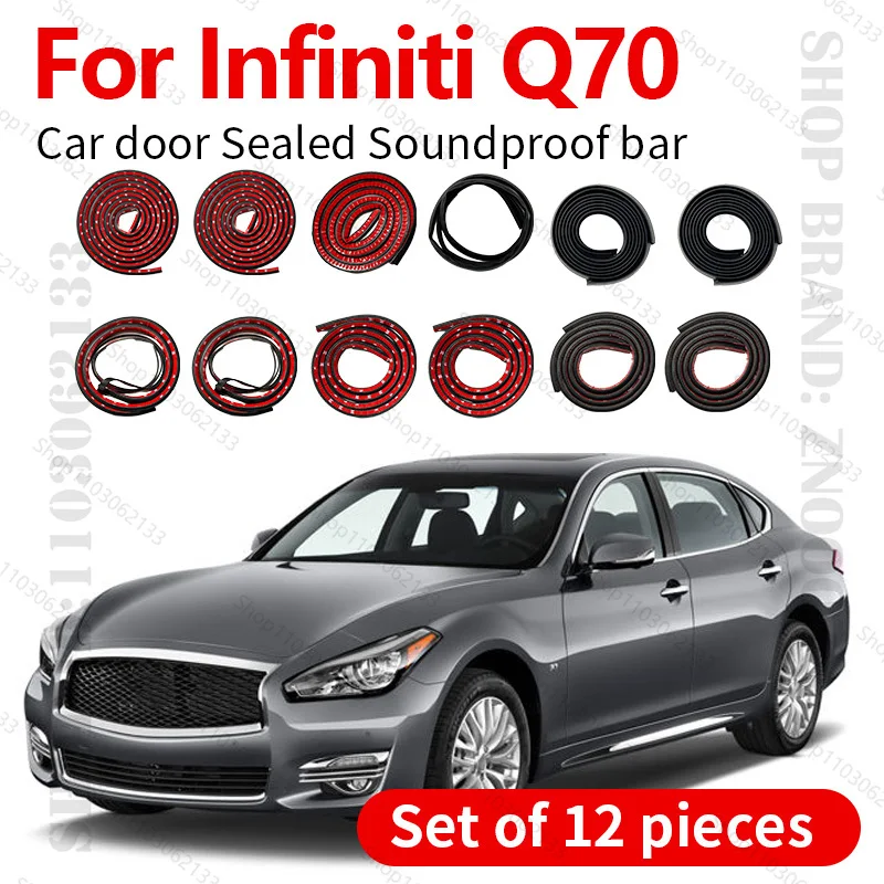 For 2013-2019 Infiniti Q70 Car Door Seal Strip Rubber Double Layer Sealing Protector Soundproof Dustproof Seal Strip 12PCS Set