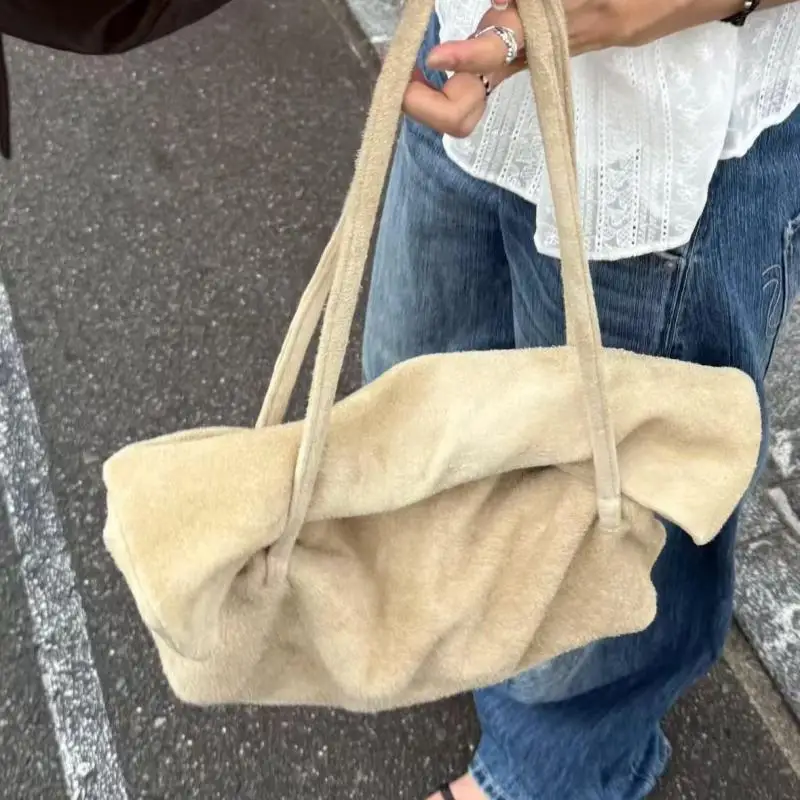 

Light Luxury Fashion New Imitation Suede Frosted Suede Single Shoulder Bag Horizontal Square Large Capacity Portable Women's Bag