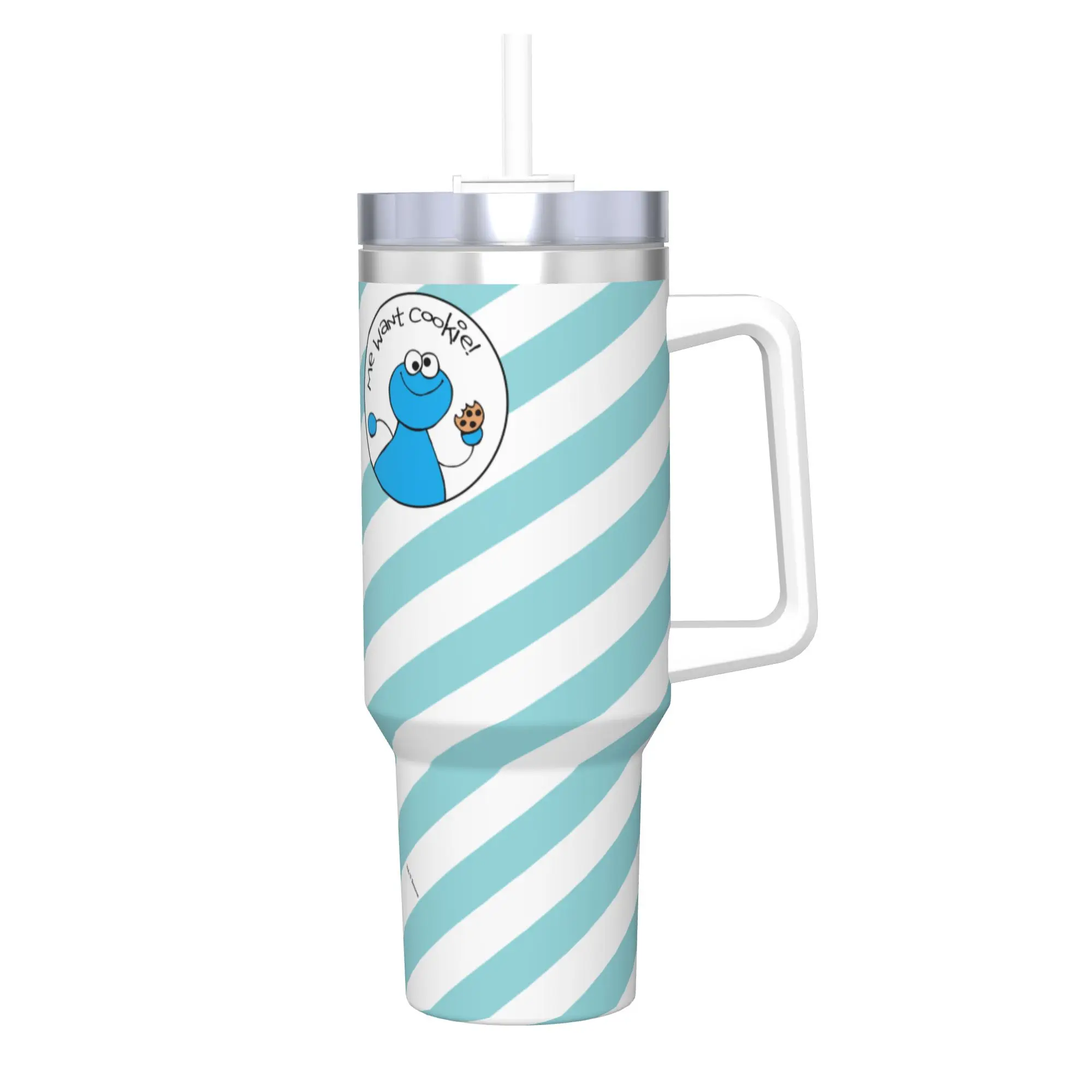 Stainless Steel Tumbler Cookie Monster Doodley Coffee Mug Cartoon Portable Hot Drinks Car Mugs Travelist Water Bottle