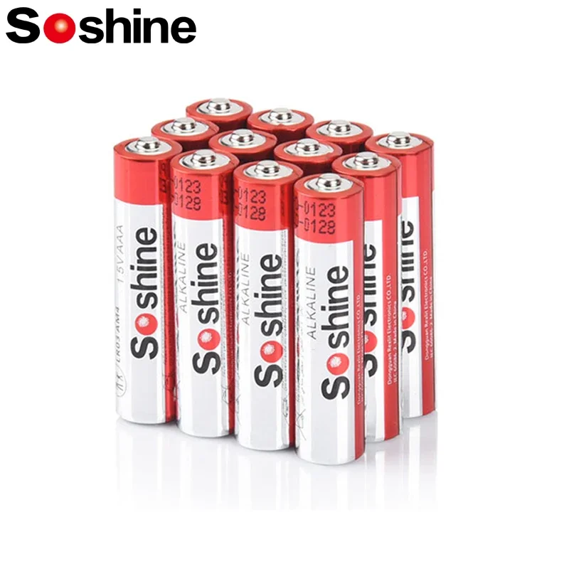 Soshine Primary Alkaline Batteries 12PC 1.5V AAA Disposable Alkaline Batteries for Doorbell Alarm Clock Car Key Mouses Keyboard