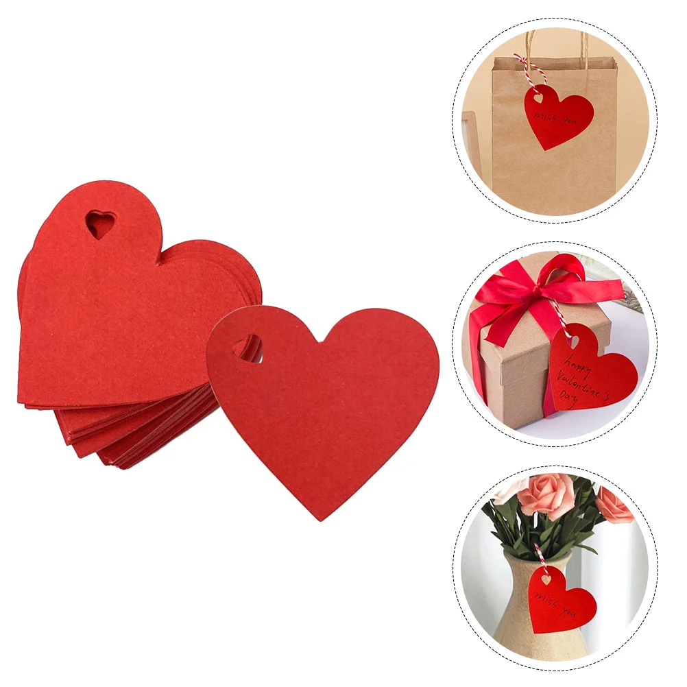 

100pcs Heart-Shaped Hanging Tags Eco-Friendly Paper Gift Labels for Valentine's Day Romantic Decor Name Tag Display Card