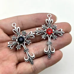 4pcs/lot 38x55mm Punk Gothic Punk Crown Cross Charms Pendant  DIY for Necklace Earrings Charm Jewelry Making Jewelry Findings