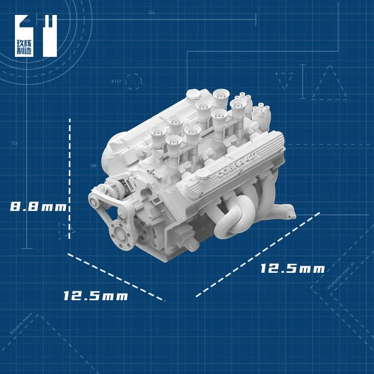 Uncolored Resin Vehicle Engine Model 1/64 Car-Engine Repair Tools Decoration for DIY Simulation Machine Toys