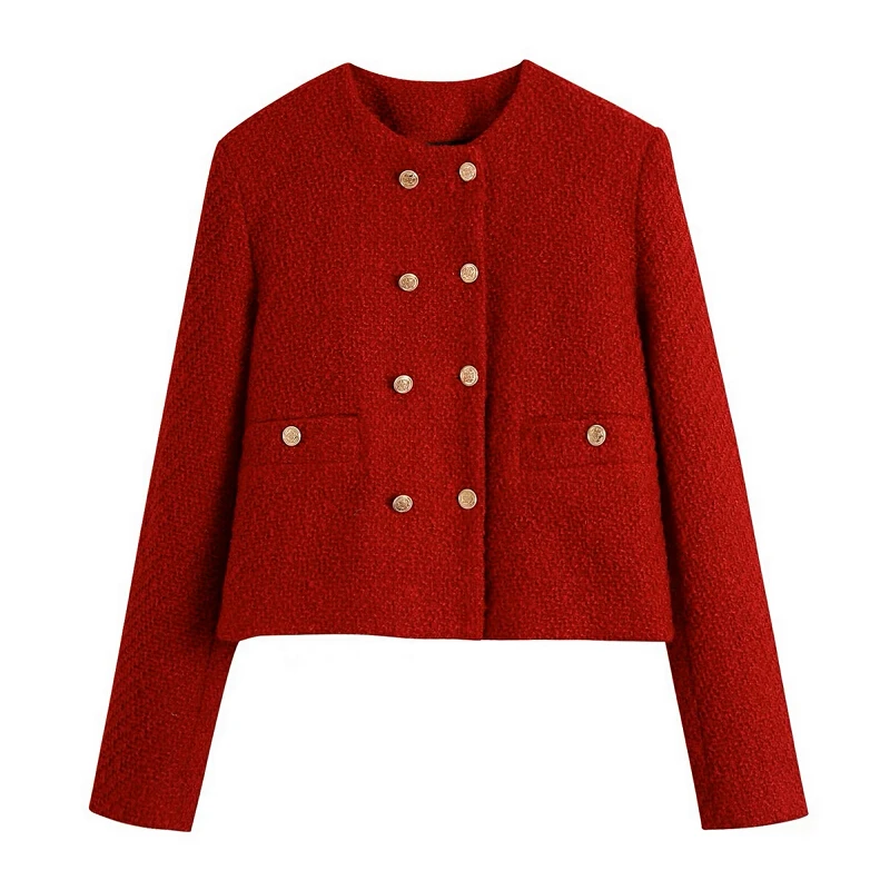 Vestes courtes en tweed de laine rouge pour femmes, pardessus, parkas, blazers, imperméable, mode coréenne, vêtements d\'hiver, Oem, Y2K, 2022