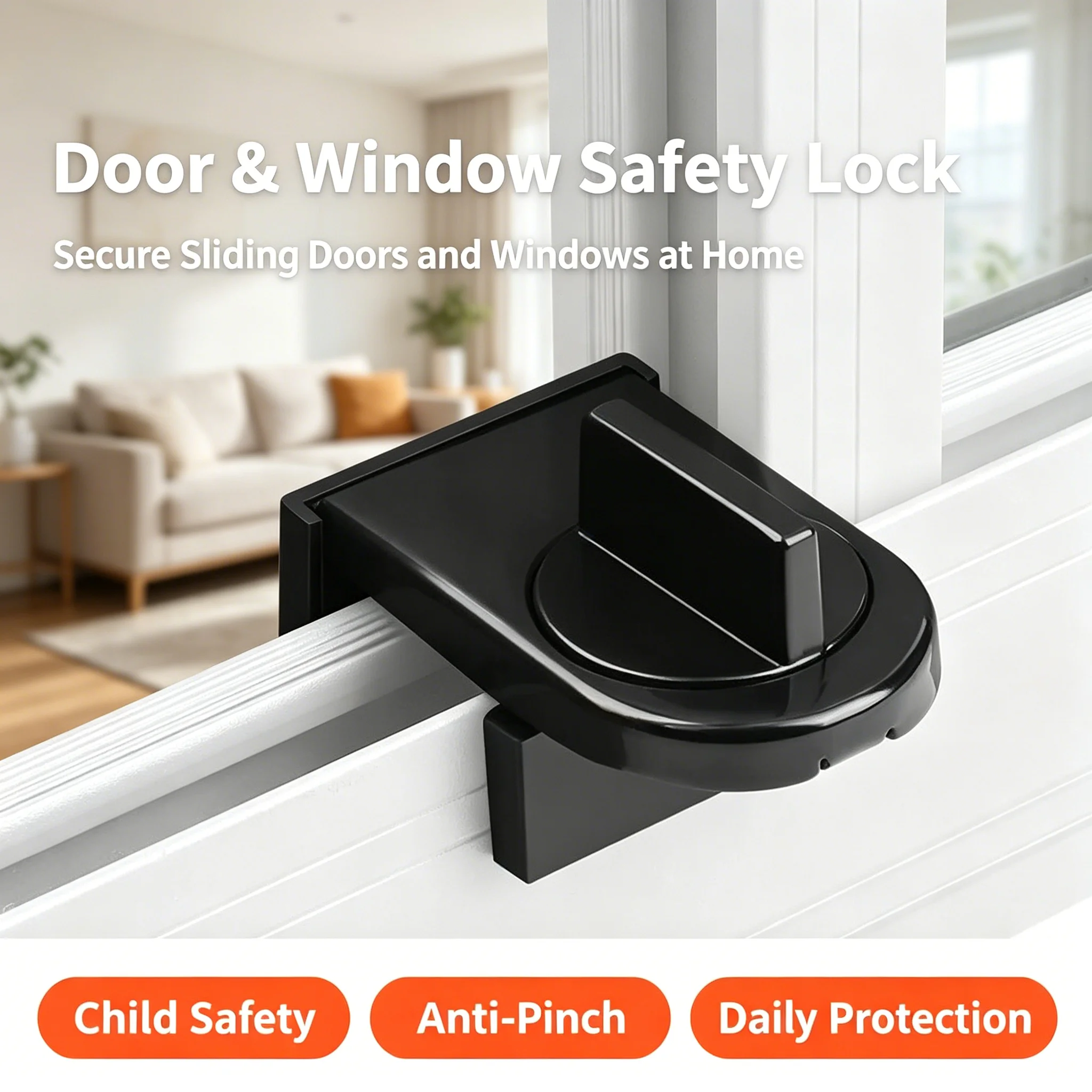 Sliding Door Window Anti‑Fall Protector No‑Drill Child Proof Safety Latch High‑Rise Anti‑Theft Limiter for Home Use