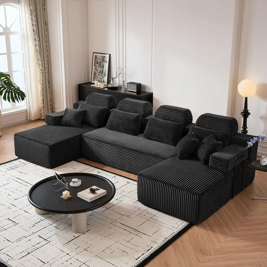 

141 Boneless Couch with Reversible Chaise, U Shaped Sectional Couches for Living Room, Modular Sectional Sofa, 28 Deep Seat Sofa