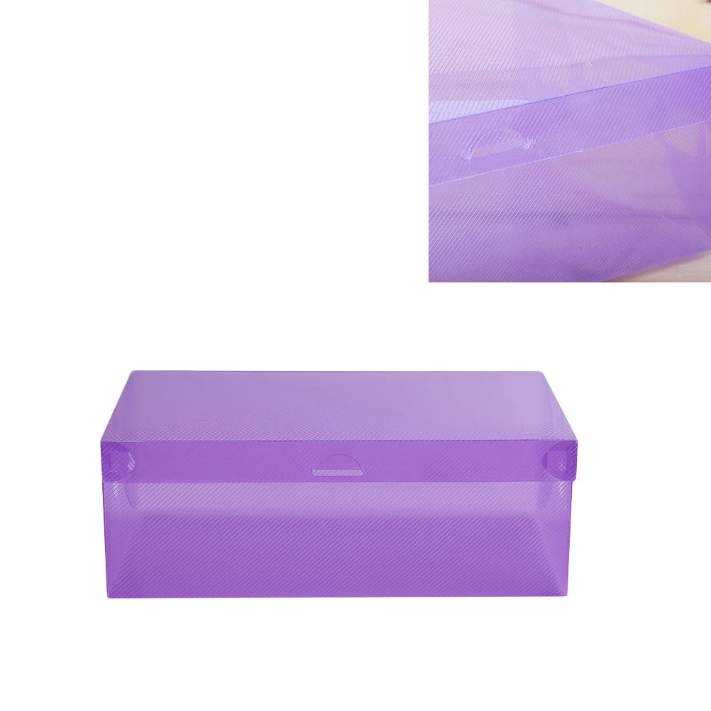 

Flip-cover Plastic Shoe Box Case Shoes Boxes Organizer Clamshell Purple Transparent Girl