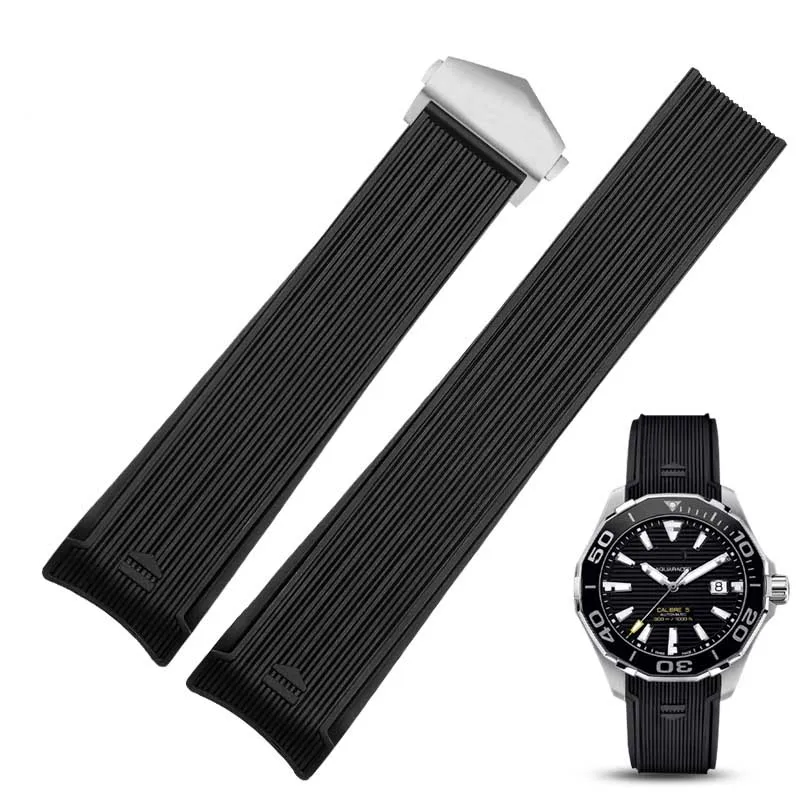 ل TA-G هوير AQUARACER 43 مللي متر لوحة الاتصال WAY201A WAY211C WAY201B منحني الفم حزام ساعة سيليكون أسود أزرق سوار الغوص
