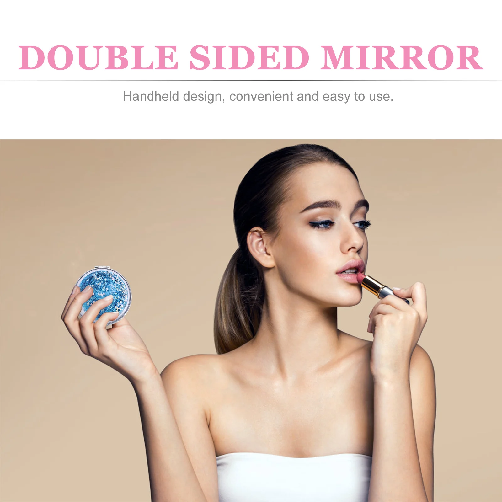 2 stuks opvouwbare glitter make-up mini dubbelzijdige draagbare spiegel voor reizen relatiegeschenk compacte ijdelheid dameszak