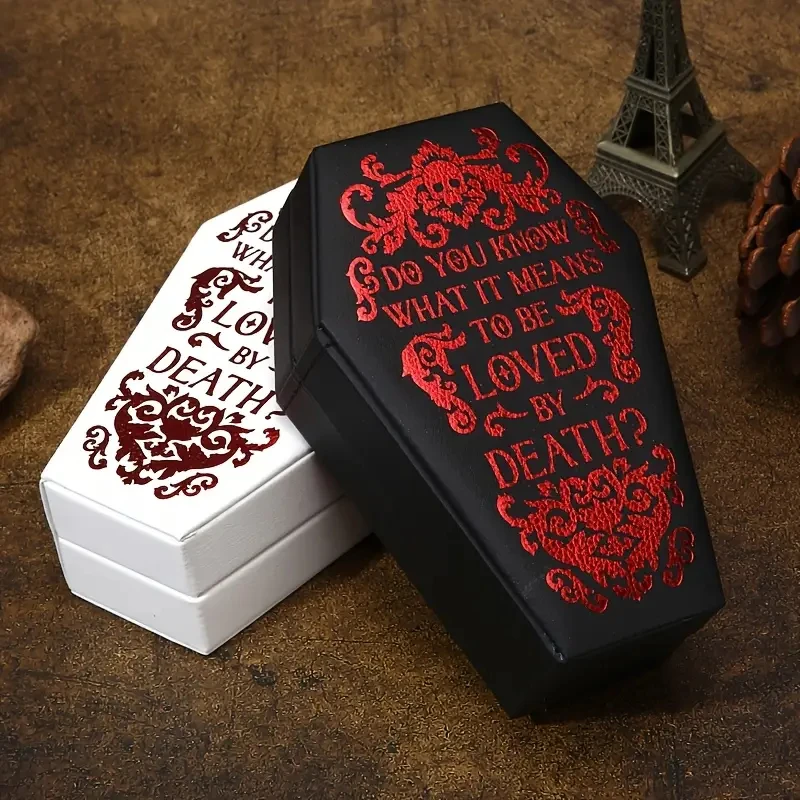 Gothic Jewelry Box PU Coffin Multi-Compartment Organizer Case for Earring Necklace Ring Storage Halloween Gifts for Women