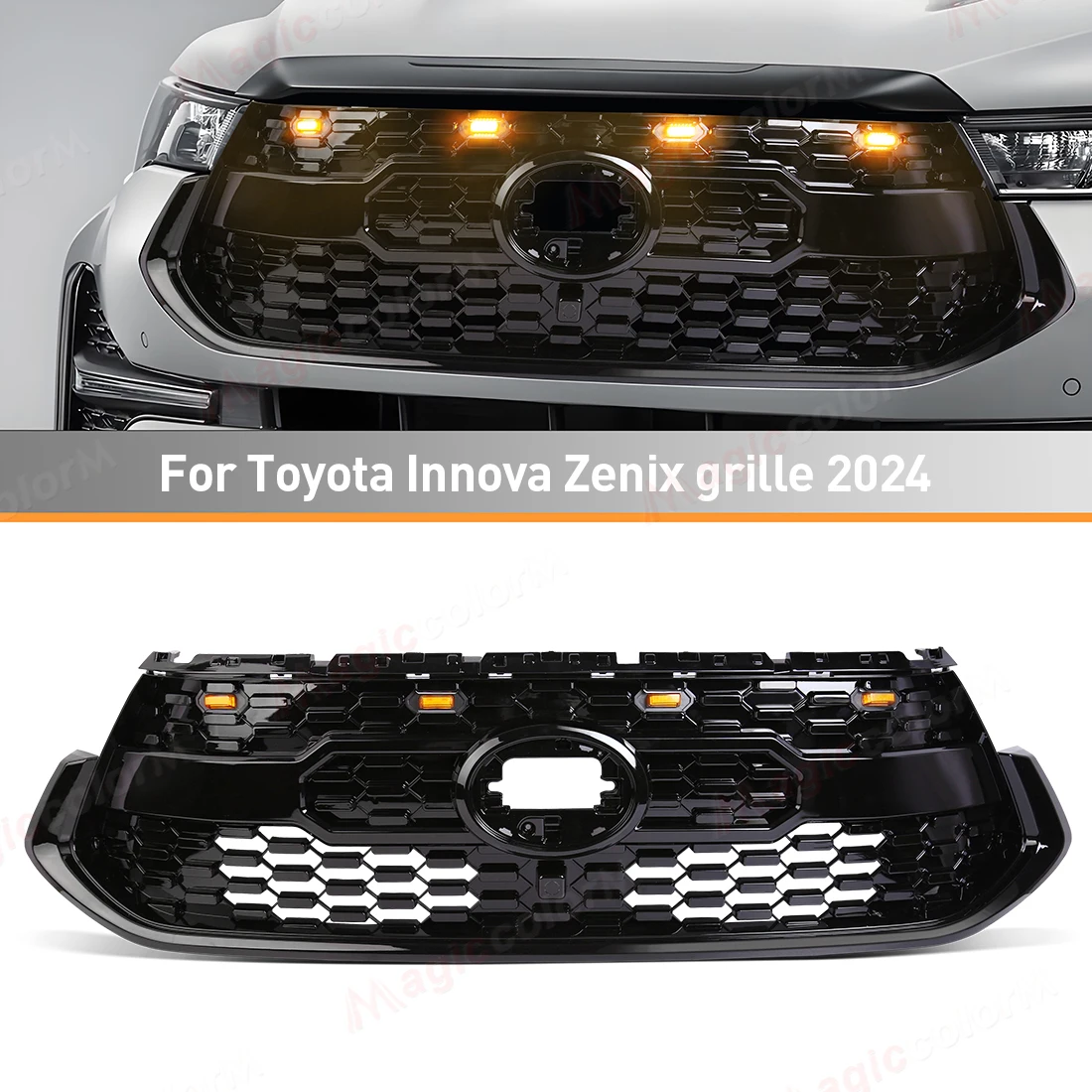 Toyota Innova Zenix AG10 2023 2024 Front Bumper Grille With Front Grille Light Amber Warning Daylights DRL Daytime Running Light