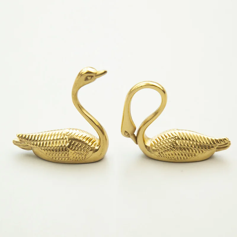 Solid Brass Elegant Swan Handles for Cabinets and Drawers Light Luxury Nordic Furniture Fittings Handles for Dresser
