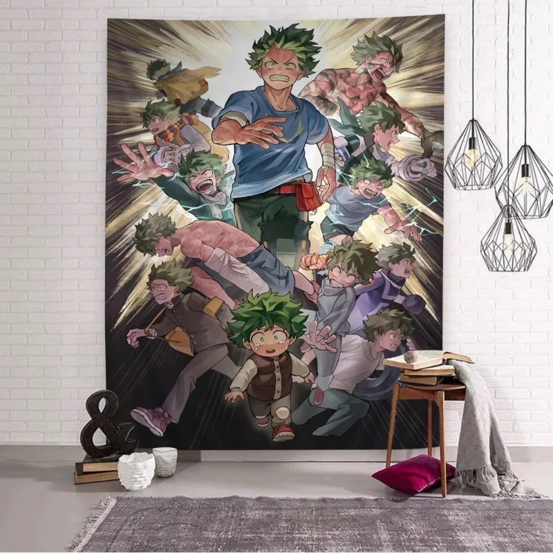 VIKAMA My Hero Academia Deku Anime Tapestry Wall Hanging For Bedroom Dorm Living Room Home Decor Aesthetic Backdrop Cloth view 3
