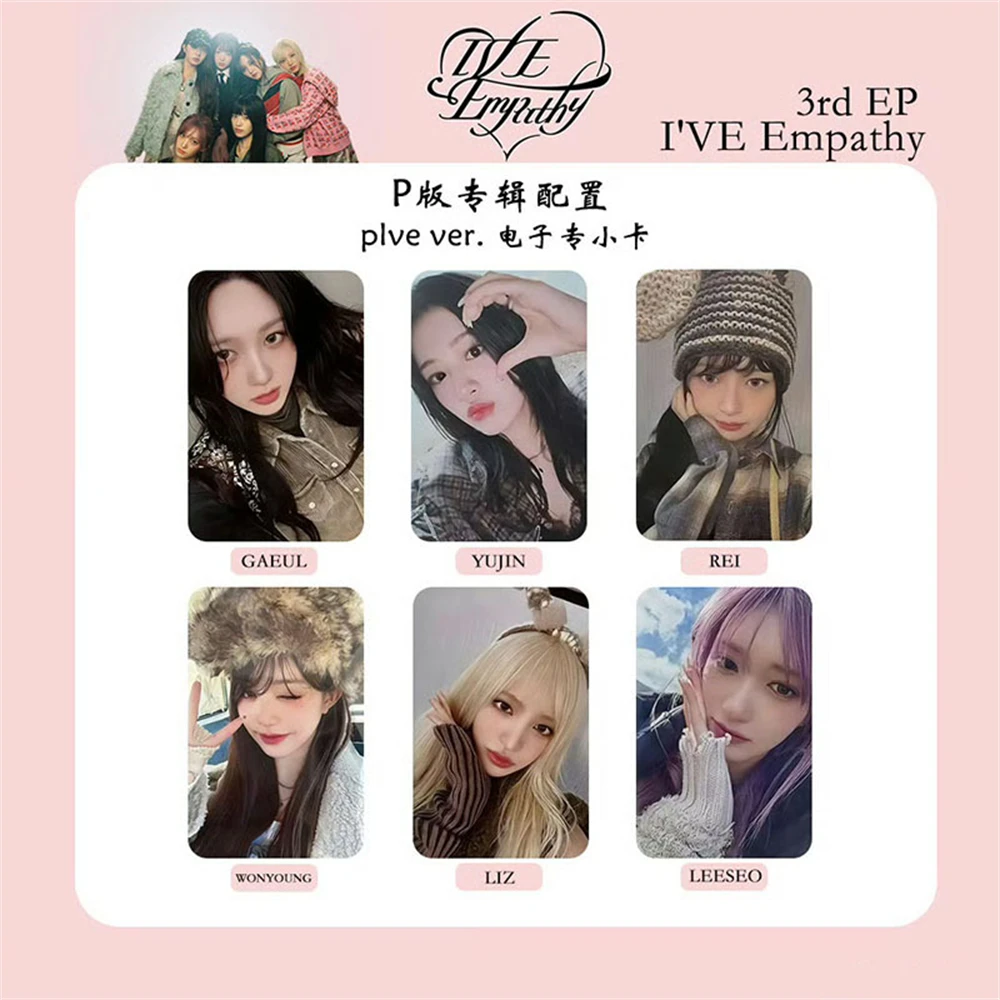 6Pcs/Set KPOP IVE EMPATHY Album Photocards Yujin Gaeul Wonyoung LIZ Rei Leeseo Paper Cards Double-Sided Postcard Fans Collection