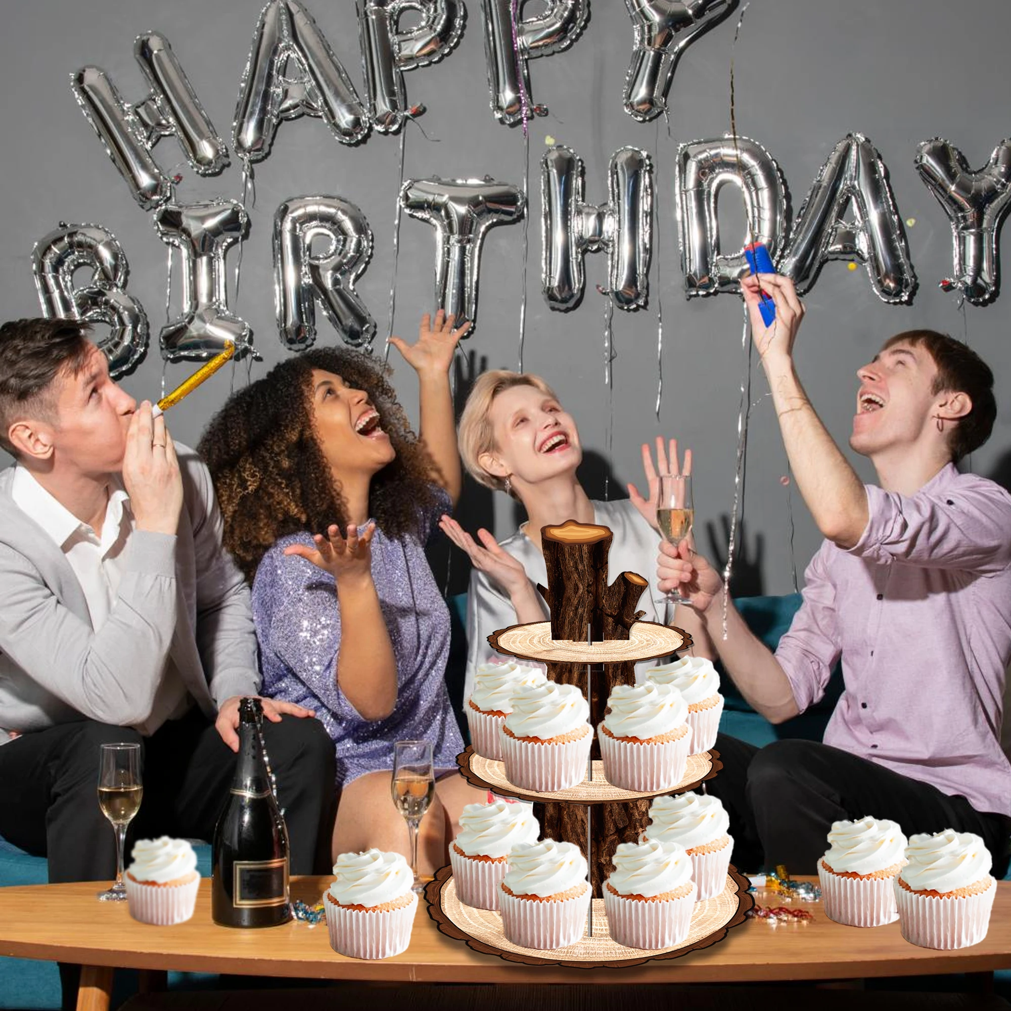 3 Katmanlı Ahşap Desenli K - Cupcake Stand Tier incelemesi ve fiyatı