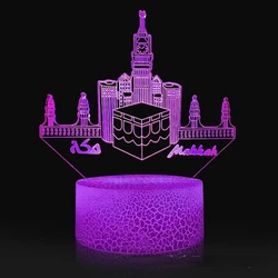 Islamic Citadel 3D LED Night Light Lamp Bedroom Bedside Nightlight Ramadan Decoration USB Table Lamp Gift for Kids Men Women